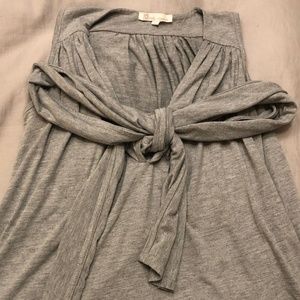 Les Petites Collection Tie Front Bow Sleeveless Top in Grey